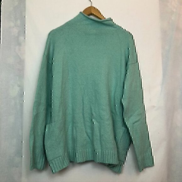 NEW NWT ADY P Pocket Roll Neck Tunic Mint Green Chunky Pullover Sweater Medium - Picture 10 of 10